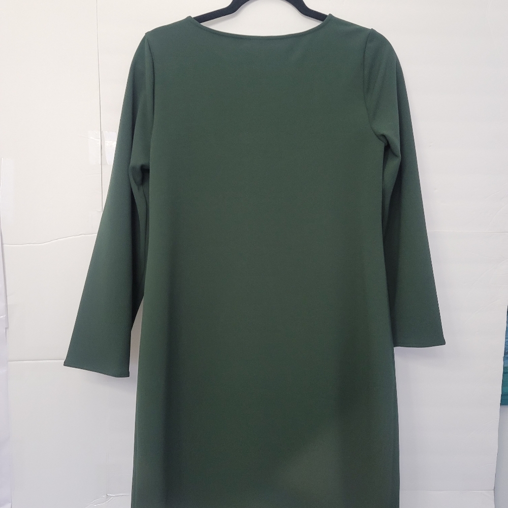 Vince Camuto Long Sleeve Side Slit Crepe Ponte Tunic Top In  Dark Willow - Picture 4 of 5